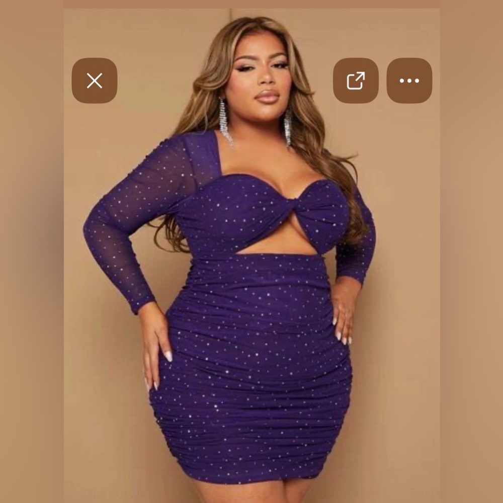 Deep Purple Rhinestone Mini Dress